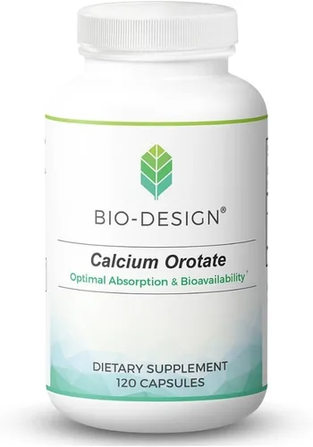 Orotato de calcio - Suplemento mineral quelatado biodisponible - 110 mg por porción - Apoya la salud ósea, cardíaca y del sistema nervioso - 120