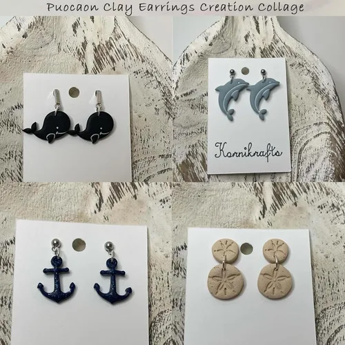 Miniatura 4 de Puocaon Cortadores de arcilla de polímero marino – 9 piezas de conchas marinas, dólar de arena, ancla, formas de delfín coral para joyas de arcilla