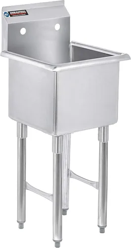 Miniatura 17 de DuraSteel 304 Fregadero Utilitario Comercial de Acero Inoxidable - 18 Pulgadas de Tubo Independiente, Fregadero de Preparación para Cocina con Grifo