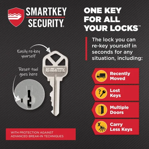 Miniatura 5 de Kwikset SmartKey Montara Juego de manijas de un cilindro con picaporte Juno en latón pulido, 95530-018 Níquel satinado