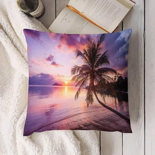 Miniatura 4 de Juego de 2 fundas de almohada con diseño escénico del océano tropical, fundas de almohada para sofá, fundas de almohada de poliéster para sofá