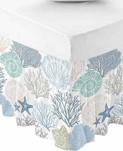 Miniatura 12 de Falda de cama de lunares tamaño Queen de 16 pulgadas de caída, falda de cama elástica ajustable con volantes para cama Queen, diseño de acuarela