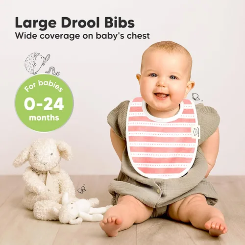 Miniatura 2 de Paquete de 8 baberos orgánicos para bebés, para niñas y niños, baberos de dentición para niños y niñas, baberos para recién nacidos (dulce encanto)
