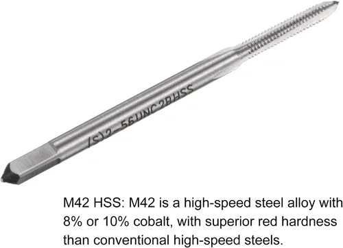 Miniatura 4 de uxcell Macho de fresado de rosca 2-56 UNC, M42 HSS (acero de alta velocidad) sin recubrimiento 3 flautas rectas Máquina Tornillo roscado Macho 2B