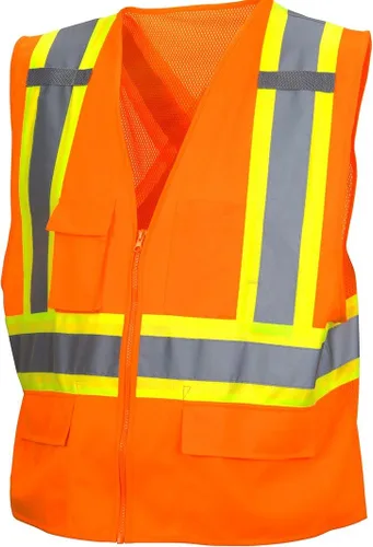 Pyramex Safety RCZ2420X3 RCZ24 - Chaleco naranja de alta visibilidad con cinta reflectante en contraste, talla 3XL Lima