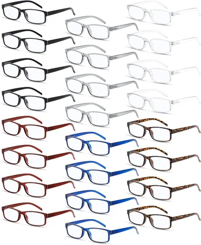 Miniatura 7 de Yexiya Paquete de 24 lentes de lectura tradicionales ajustables a granel, con bisagra de resorte, sin receta para hombres y mujeres