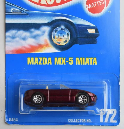Miniatura 2 de HOT WHEELS ROJO OSCURO MAZDA MX-5 MIATA #172 TODO LA TARJETA AZUL DE 7 RADIOS