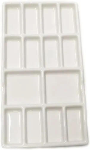 Miniatura 2 de 14 Wells - Paleta de pintura de cerámica para artistas, paleta de pintura de acuarela de porcelana de 8 pulgadas, bandeja de mezcla de cerámica