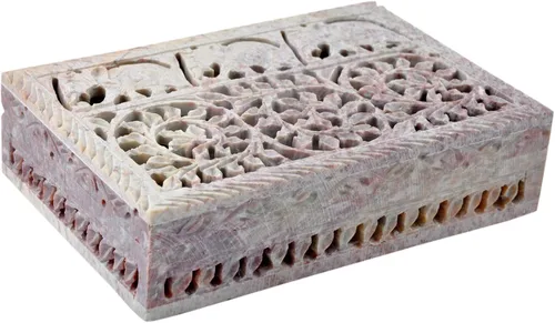 Hashcart Joyero de mármol pequeña caja decorativa de tarot, caja de almacenamiento de baratijas, caja de esteatita tallada a mano, gran regalo para