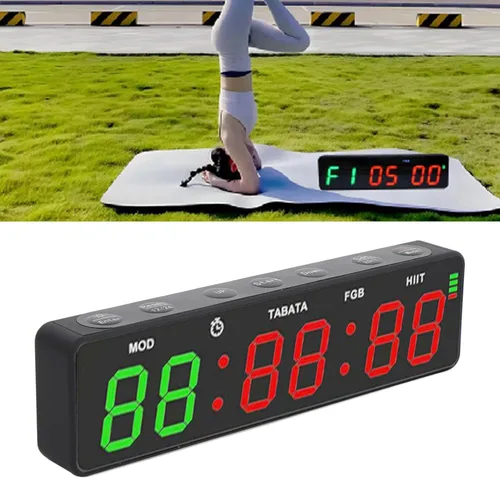 Miniatura 8 de lyrlody Temporizador de gimnasio, reloj de pared digital, cronómetro de cuenta regresiva, ejercicio de los años 20, ciclo de descanso de 10s