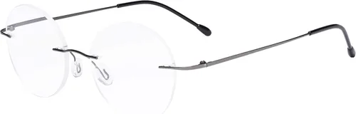 Miniatura 20 de Eyekepper Paquete de 3 lentes de lectura redondos de metal sin montura para mujeres y hombres, lectores circulares sin marco (azul/rojo/púrpura) +