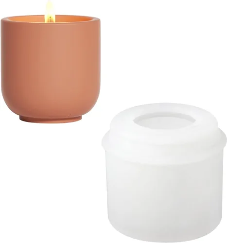 Miniatura 8 de BOOWAN NICOLE Nórdico Simple Estilo Cemento Vela Tarro Molde de Silicona Molde de Contenedor de Vela de Concreto Recipiente de Decoración