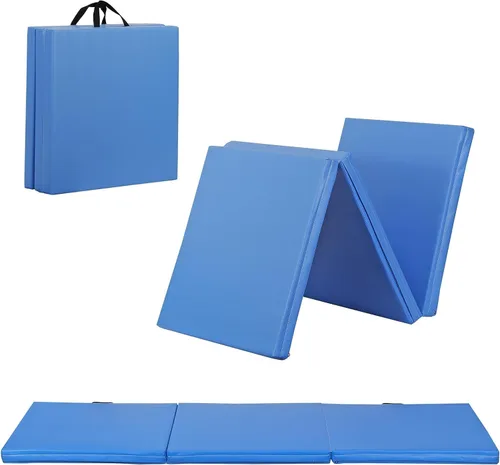 Miniatura 12 de Alfombrilla de gimnasia plegable portátil de tres pliegues de 6 x 2 pies, extra gruesa, de espuma, aeróbicos, yoga, artes marciales, artes