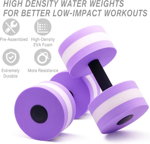 Miniatura 5 de Juego de 5 piezas de aeróbic acuático, conjunto de ejercicio acuático para piscina, equipo de fitness con mancuernas de espuma, tabla de natación