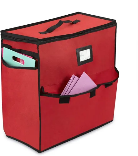 Miniatura 6 de Organizador de Almacenamiento Navideño ProPik, Bolsas de Regalo, Lazos, Cintas y Contenedor de Accesorios de Envoltorio (Rojo)