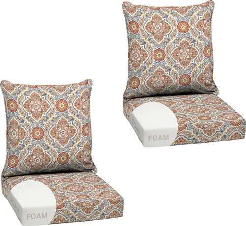 Miniatura 162 de Arden Outdoor Deep Seat Cushion Set, 24 x 24 pulgadas, Cojín para patio resistente al clima, a la lluvia y a la decoloración para silla, sofá y sofá