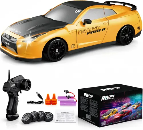 Miniatura 10 de Auto de control remoto RC Drift Car 2.4GHz escala 1:24 4WD 15KM/H Modelo de vehículo de alta velocidad con luces LED Neumático de Derrape Coche