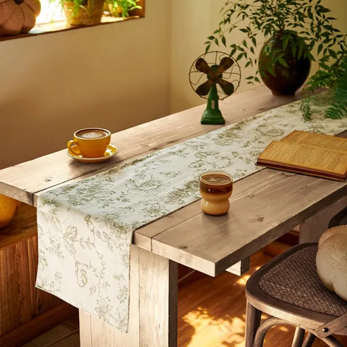 Miniatura 19 de jinchan Camino de mesa de lino floral para cocina, granja, 13 x 90 pulgadas, para isla de cocina, mesa de comedor, decoración interior y exterior, 1