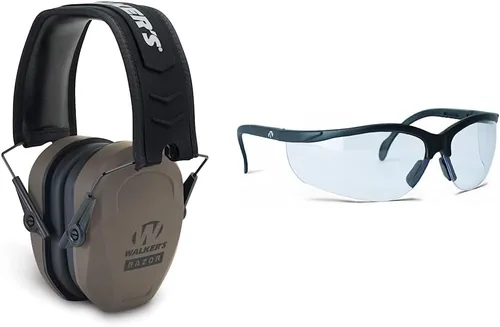 Walker's Razor - Orejeras pasivas delgadas – Auriculares de perfil ultra bajo – Tierra oscura plana y deportiva lentes de policarbonato de alta