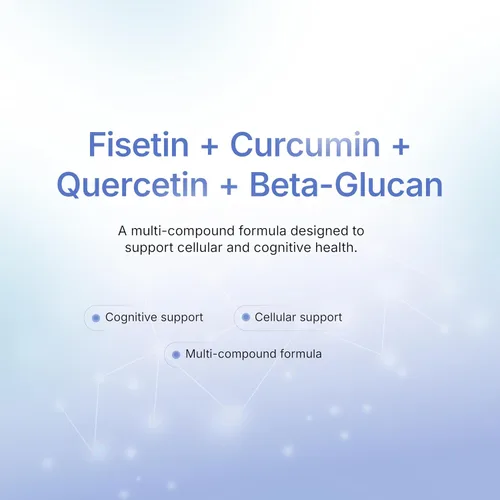Miniatura 4 de UltraVitality Fórmula de apoyo a la longevidad – Fisetina, Curcumina, Quercetina y Beta-Glucano – Apoya la salud celular y cognitiva Envejecimiento