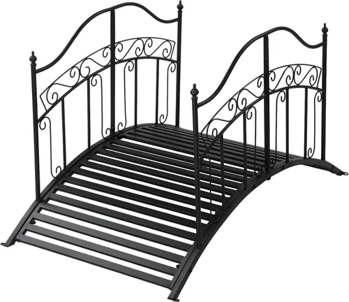 Miniatura 10 de Outvita Puente de jardín de metal de 4 pies para exteriores, elegante puente decorativo con acabado en polvo y barandilla de seguridad para patio