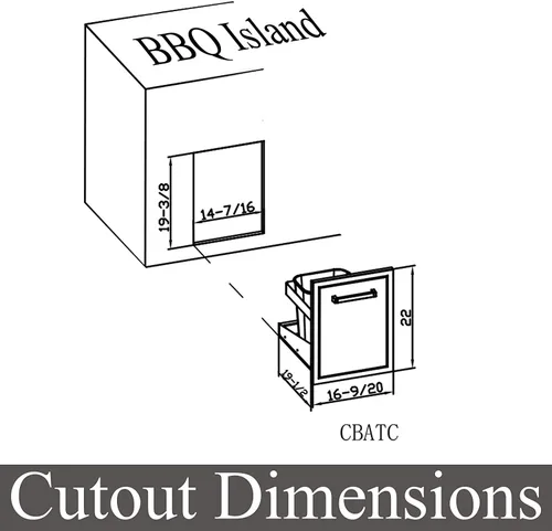 Miniatura 2 de Cajón de basura empotrado para exteriores de la cocina de la marca Bonfire, 16,5 x 22 x 22 pulgadas de largo para la isla de la barbacoa