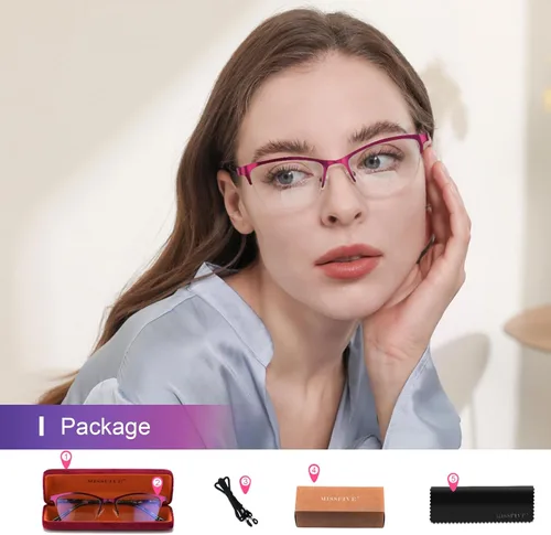 Miniatura 5 de Missfive Gafas de lectura bifocales premium para mujer, anti UV/luz azul y sin metal roto, con bisagra de resorte, para uso cercano y lejano