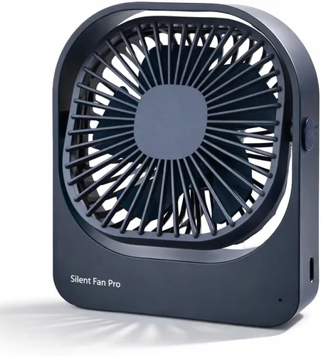 Ventilador de escritorio portátil, ventilador pequeño inalámbrico recargable por USB de alta capacidad con rotación de 360°, ventilador personal Azul