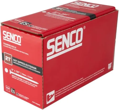 SENCO Clavos para enmarcar | 21 grados | 3 pulgadas x .131 | vástago liso | Clavo de plástico combinado | Galvanizado por inmersión en caliente |