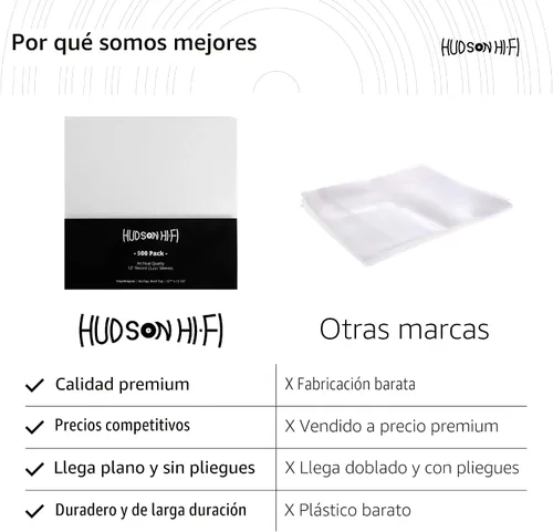 Miniatura 6 de Hudson Hi-Fi Fundas exteriores para discos de vinilo, funda de vinilo transparente de alta calidad, paquete de 100 unidades, protege tus álbumes LP