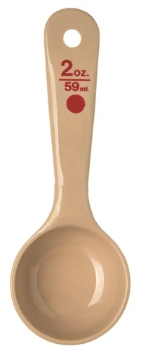 Carlisle FoodService Products Measure Miser - Cuchara medidora de plástico con mango corto, 2 onzas, color beige, 1 unidad (paquete de 1)