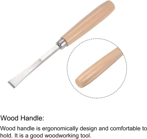 Miniatura 4 de uxcell Cuchillo para tallar cinceles de madera, 0.394 in cromado 45 # acero al carbono punta plana herramienta de mano para carpintería Graver 6.496