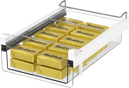 Vacane Organizador de cajones grande para debajo de la estantería del refrigerador, organizador de cajones extraíbles para refrigerador, contenedor