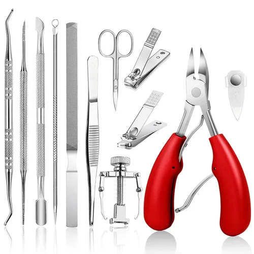 Miniatura 9 de JTIEO Cortaúñas para dedos de los pies, podólogo, cortaúñas para uñas gruesas, kit de uñas de acero inoxidable para uñas encarnadas (plateado)