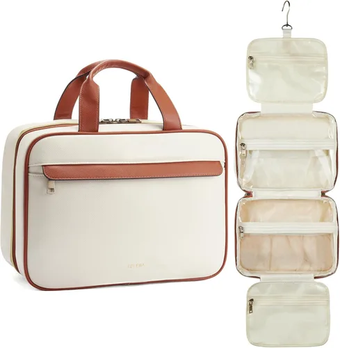 Miniatura 8 de Telena Neceser de viaje para mujer con gancho para colgar, bolsa de cosméticos resistente al agua, organizador de viaje para accesorios, artículos