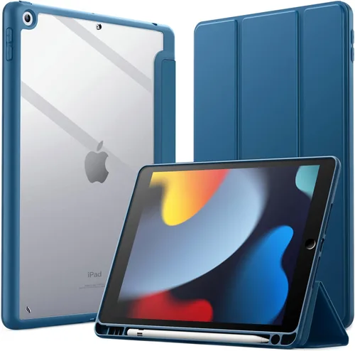 Miniatura 12 de JETech Funda para iPad de 10.2 pulgadas (9ª/8ª/7ª generación, 2021/2020/2019) con soporte para lápices, carcasa trasera transparente, soporte