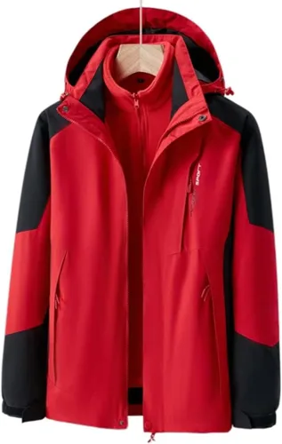 Miniatura 2 de Chaqueta impermeable 3 en 1 con capucha para hombre, chaqueta de esquí, chaqueta de nieve de invierno con forro polar cálido, resistente al viento