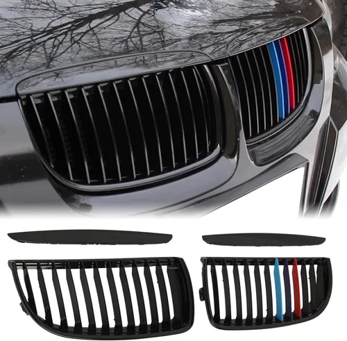 Miniatura 15 de Parrilla E90 – Rejilla negra de riñón individual compatible con BMW serie 3 E90 2009-2011 323i 328i 328xi 335d 335i 335xi Sedan LCI, E91 328i 328xi