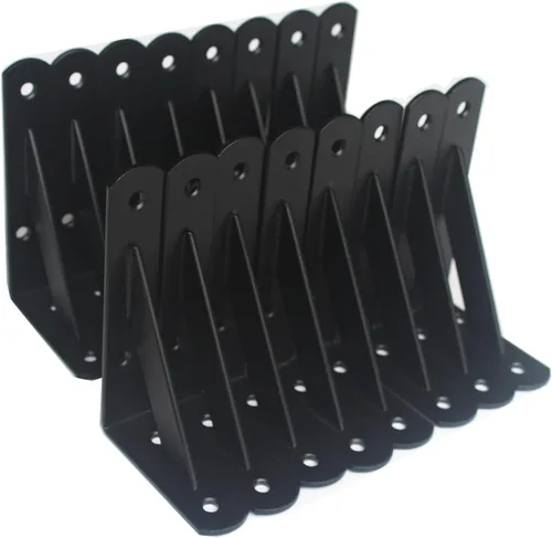 Miniatura 55 de Paquete de 16 soportes de estante resistentes negros de 20 pulgadas de largo x 12 pulgadas de alto con tornillos, soportes de estante de metal