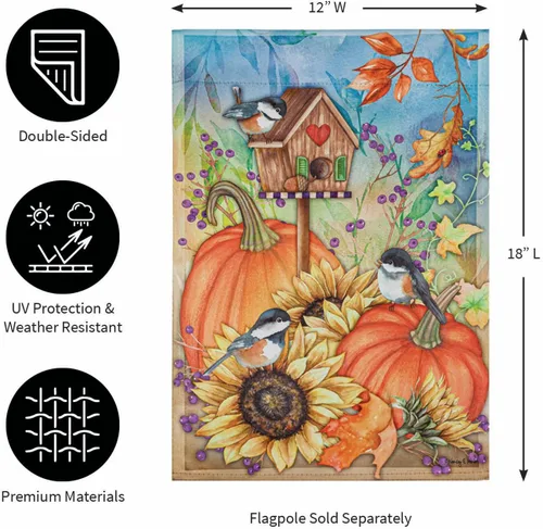 Miniatura 3 de Evergreen Flag Autumn Greetings - Bandera de jardín de gamuza, banderas de jardín de bienvenida de otoño de 12 x 18 pulgadas, banderas de jardín