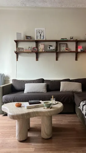 Mesa de centro moderna de piedra para sala de estar, sofá de nube de mármol sintético, mesa central para apartamento/dormitorio/oficina (ónix miel)