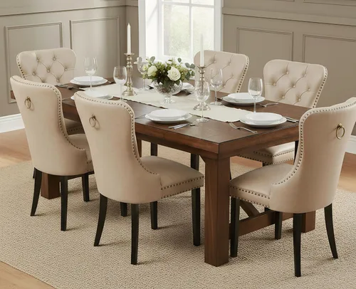 Miniatura 19 de EALSON Juego de 2 sillas de comedor modernas de cuero de mediados de siglo con patas de madera, sillas laterales de cocina tapizadas con ribete