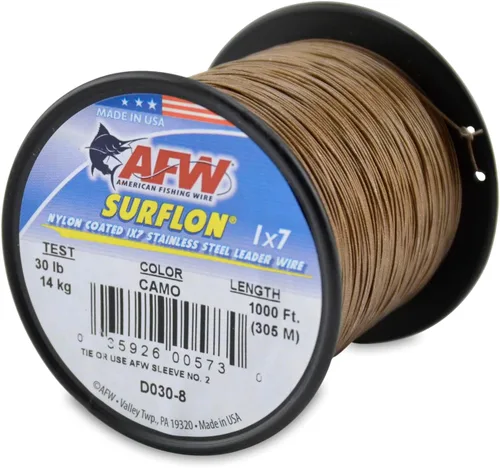 Miniatura 13 de Alambre de pesca americano Surflon recubierto de nailon 1x7 de acero inoxidable, línea líder de pesca para agua salada, prueba de 10 libras - prueba