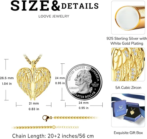 Miniatura 177 de Collar de alas de ángel de plata de ley 925, ángel de la guarda, enfermera RN caduceo, dije de ángel de cristal, joyería de regalo para mujer