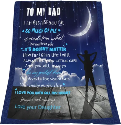 Manta de franela de hija con texto en inglés "To My Dad", manta de franela para regalo de cumpleaños, súper suave, cálida y mullida, manta de lujo