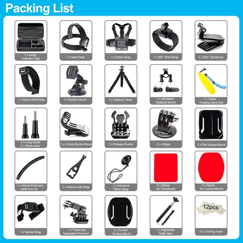 Miniatura 2 de Kit de accesorios de cámara de acción 61 en 1 para GoPro Hero 13 12 11 10 9 8 7 6, GoPro Max, GoPro Fusion, Xiaomi, Insta360, DJI Osmo Action, AKASO