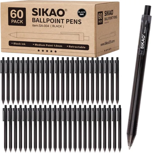 Miniatura 9 de Bolígrafos de Gel Negro a Granel, Juego de 60 Bolígrafos de Gel Negro Retráctiles, Punta Fina de 0.7mm, Escritura Suave y Sin Manchas para Oficina