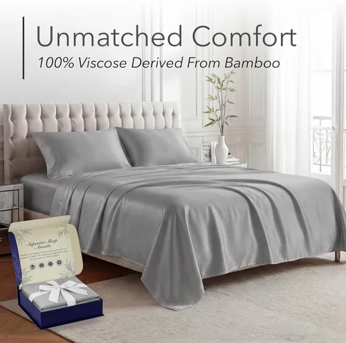Miniatura 2 de DECOLURE Sábanas 100% Viscosa Derivada de Bambú Tamaño California King - Juego de Cama de Lujo de 4 Piezas Naturalmente Refrescantes, Ultra Suaves