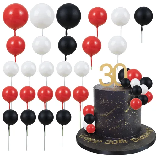 Miniatura 29 de Gyufise 30 Piezas Bolas Topper para Pastel DIY Insertables para Pastel Palillos de Bolas para Pastel Topper para Cupcakes para Fiesta de Cumpleaños