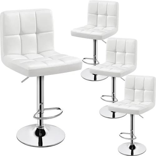 Miniatura 28 de Yaheetech Taburete de bar individual, taburetes giratorios de piel sintética ajustables, taburetes modernos con respaldo y reposapiés, taburetes
